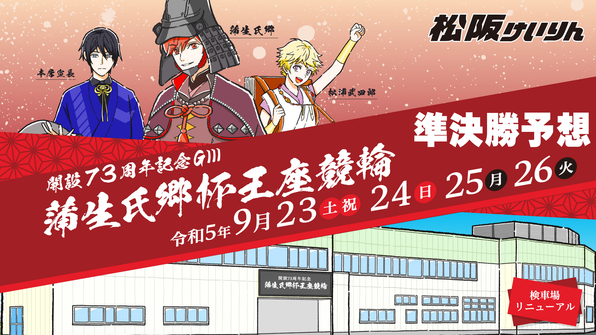 松阪競輪G3「蒲生氏郷杯王座競輪」3日目・準決勝予想